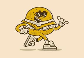 ancien mascotte personnage illustration de fonctionnement Burger vecteur