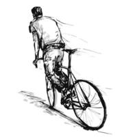 dessin art lignes de une garçon déraper le fixé équipement vélo vecteur