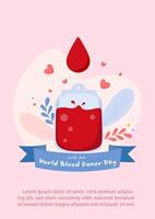 affiches campagne et illustration de monde du sang donneur journée dans dessin animé personnage et plat style vecteur