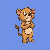 dessin animé animal design cool lion enfants mignon mascotte logo vecteur