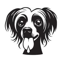 une soif chinois huppé chien visage illustration dans noir et blanc vecteur