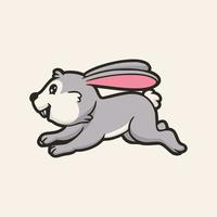 dessin animé animal design lapin heureux et sautant logo mascotte mignon vecteur