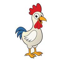 mignonne poulet mascotte logo isolé sur blanc Contexte vecteur