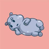 dessin animé animal design dormir hippopotame mignon mascotte logo vecteur