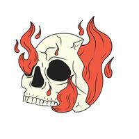 crâne flammes illustration vecteur