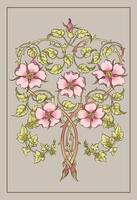 main dessiner ancien style art nouveau botanique ficelle floral décoratif frontière vecteur