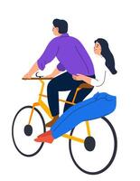 couple équitation vélo ensemble vecteur