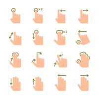 Jeu d&#39;icônes de gestes tactiles à la main vecteur