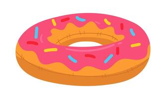 une en forme de beignet nager cercle, une grand flottant gonflable Pâtisserie avec glaçage. cette coloré gonflable oreiller flotte est parfait pour une été à thème bassin faire la fête. isolé illustration vecteur