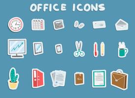 Business Office Sticker Set d&#39;icônes vecteur