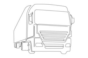 dessin au trait continu de camion de remorque de tracteur vecteur