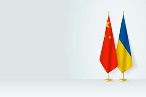 drapeaux de Chine et Ukraine sur drapeau rester, réunion entre deux des pays. vecteur