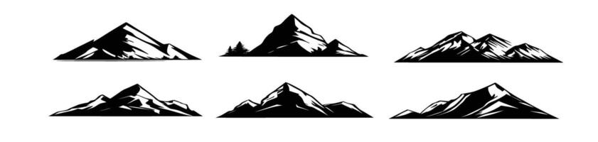 silhouette de montagnes. noir et blanc image de le contour de le collines. de des pierres, terrain, relief, rochers. conception élément. vecteur