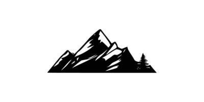 Montagne silhouette. rocheux pics. montagnes gammes. noir et blanc Montagne icône vecteur
