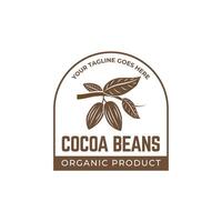 ancien cacao haricot, cacao plante logo icône modèle vecteur