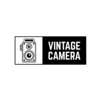 ancien caméra la photographie étiqueter, logo modèle avec rétro typographie. vecteur