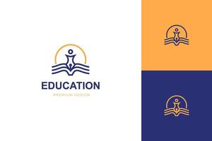 éducation et Université logo icône conception avec gens stylo ligne graphique forme pour apprentissage et étude logo icône conception vecteur