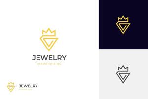 d'or luxe diamant Royal Roi logo icône conception avec couronne graphique symbole pour bijoux logo modèle vecteur