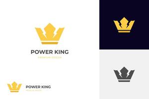 luxe or Royal couronne logo icône conception avec Puissance énergie graphique symbole logo modèle vecteur