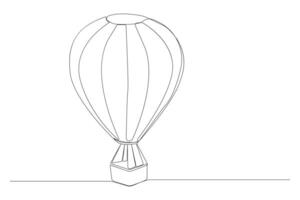 continu ligne art dessin de chaud air ballon. dessiné à la main air ballon icône contour. vecteur
