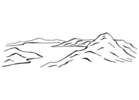Montagne avec lac. main tiré illustration. vecteur