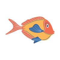 abstrait fantastique tropical poisson. mignonne coloré aquatique animal isolé sur transparent Contexte. plat style dessin animé illustration pour icône, logo, imprimer, icône, carte, emblème, étiqueter. vecteur