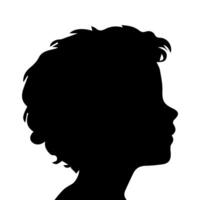 silhouette de une garçon. le côté de le enfant diriger. vecteur