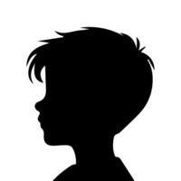 silhouette de une garçon. le côté de le enfant diriger. vecteur