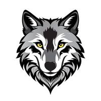 Loup tête autocollant pour logo et mascotte vecteur