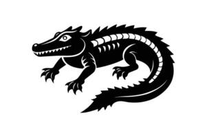 alligator silhouette noir blanc illustration vecteur