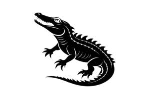 alligator silhouette noir blanc illustration vecteur