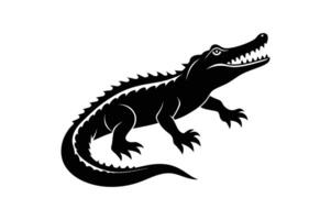 alligator silhouette noir blanc illustration vecteur