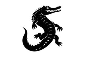 alligator silhouette noir blanc illustration vecteur