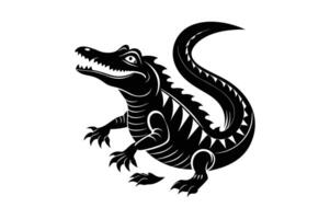 alligator silhouette noir blanc illustration vecteur