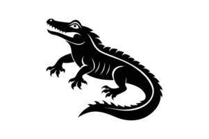 alligator silhouette noir blanc illustration vecteur