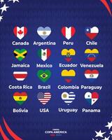 conmébol cop Amérique Etats-Unis 2024 drapeaux cœur avec officiel symbole logo conception américain Football final illustration vecteur