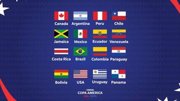 conmébol cop Amérique Etats-Unis 2024 drapeaux avec officiel symbole logo abstrait conception américain Football final illustration vecteur