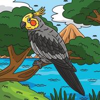 calopsitte oiseau coloré dessin animé illustration vecteur