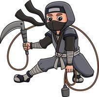 ninja avec une kusarigama dessin animé coloré clipart vecteur