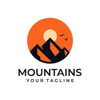 le coucher du soleil Montagne logo conception - logo icône gratuit Télécharger vecteur
