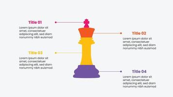 Créatif infographie modèle. moderne affaires présentation avec échecs Roi symbole. multicolore pas plate-forme 4 options. vecteur
