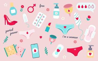 ensemble de femmes menstruel cycle illustrations. vecteur