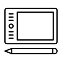 icône de ligne de tablette graphique vecteur