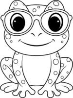 grenouille avec des lunettes de soleil coloration page pour des gamins - amusement et Facile vecteur