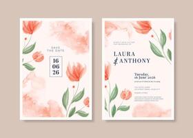 mariage invitation modèle avec magnifique aquarelle fleur vecteur