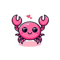 mignonne rose Crabe mascotte vecteur