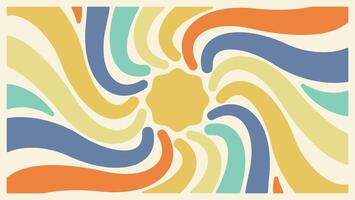 ancien horizontal Contexte avec vibrant sunburst rappelant de le Années 60 et Années 70 ère. élégant et coloré graphique imprimer. vecteur