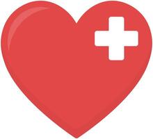 symbole pour hôpital rouge cœur avec blanc traverser à l'intérieur graphique isolé sur blanc Contexte. vecteur