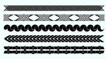 cette image vitrines une collection de six distinct géométrique noir et blanc frontière motifs chaque frontière conception est unique, avec une variété de complexe formes et répétitif motifs, parfait pour utilisation vecteur