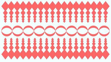 une visuellement frappant géométrique modèle composé de répéter couleur corail formes sur une blanc Contexte. le conception Caractéristiques une combinaison de diamant, ovale, et zigzag éléments arrangé dans horizontal vecteur